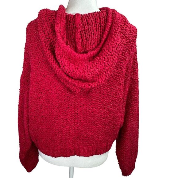 Pilcro Sailcloth Cropped Hooded Sweater Size Small Raspberry - Picture 5 of 11